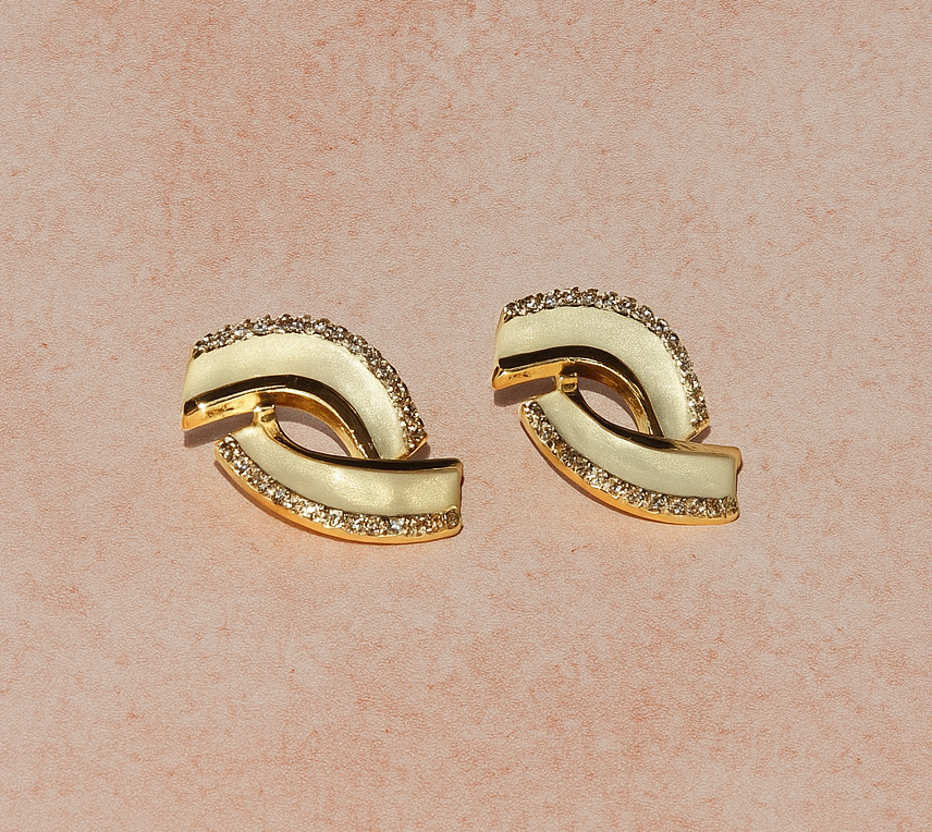 Gold Plated Designer Stud Earrings with CZ Stones – Exclusive Collection