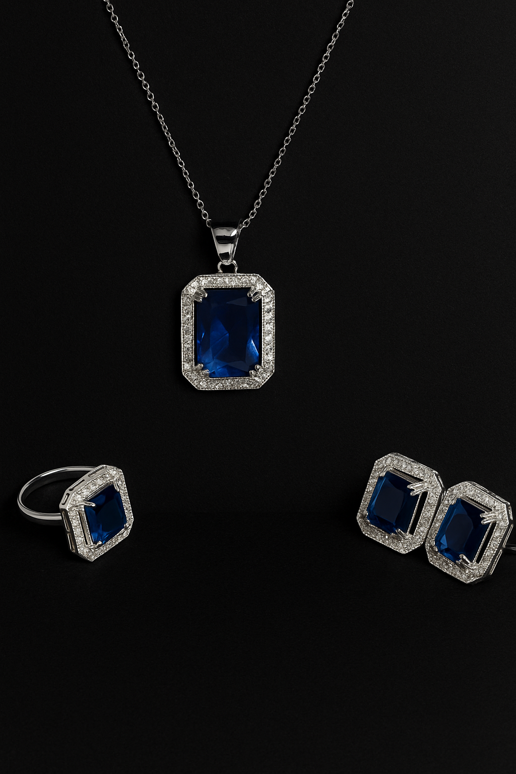 Elegant Emerald & Sapphire Pendant Tops Set – Luxury Women’s Jewelry