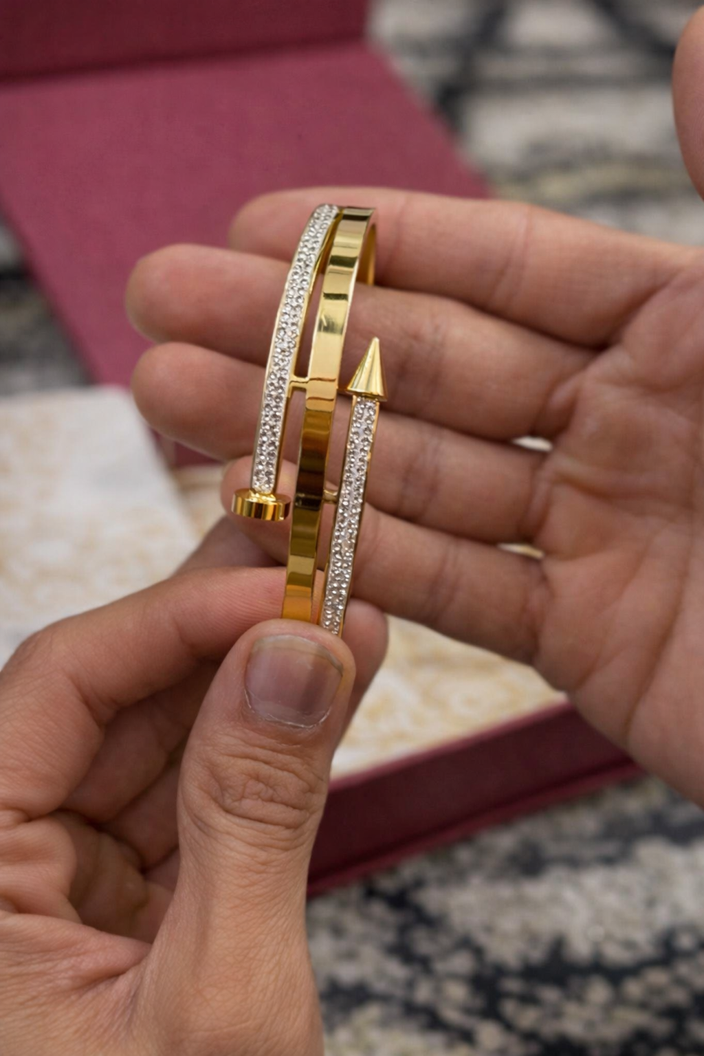 18K Gold Plated Micro Stone Kada for Girls | Trendy Elegant Bracelet with Free Jewellery Gift