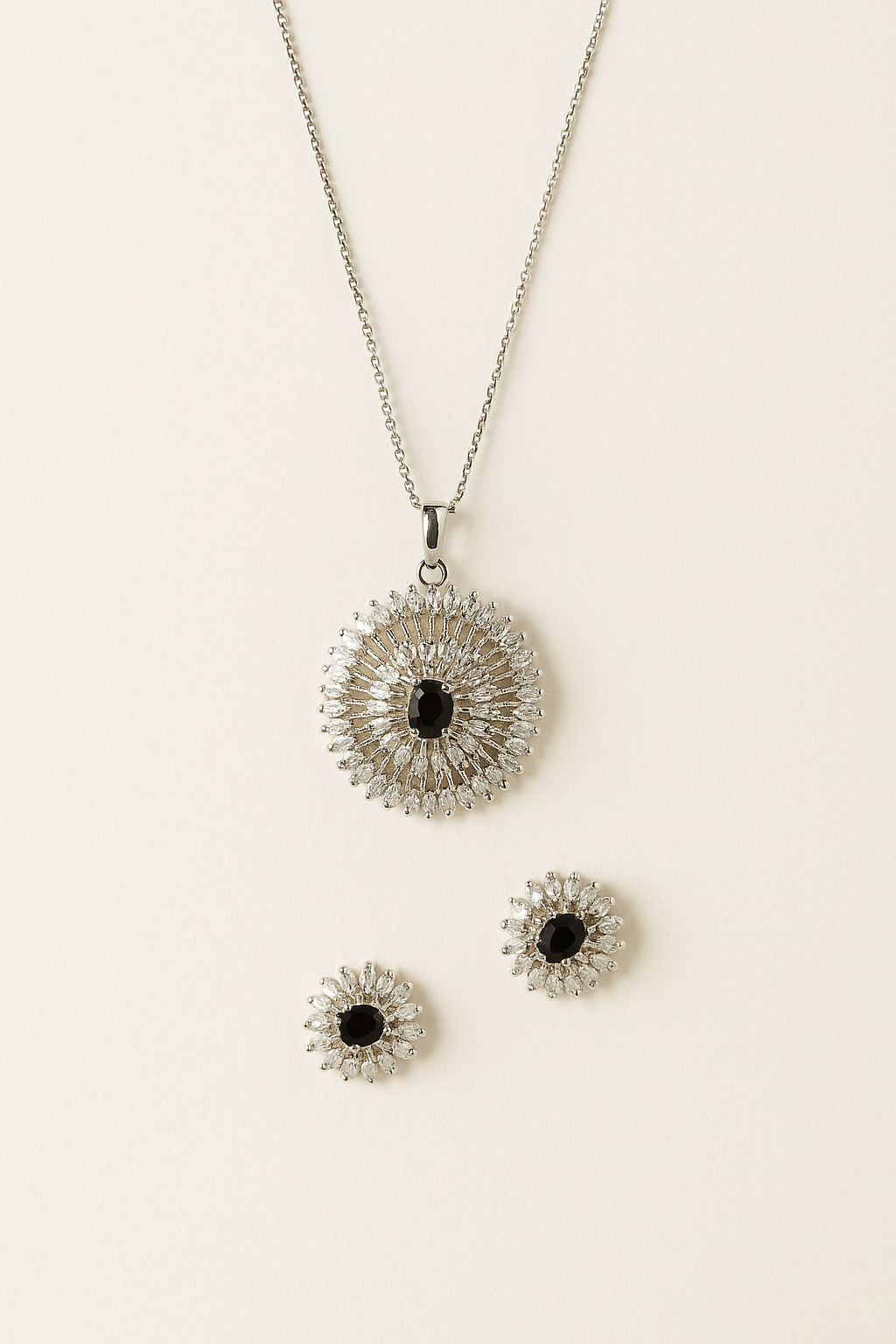 Luxury Black Stone Pendant Tops Set – Women’s Party Jewelry