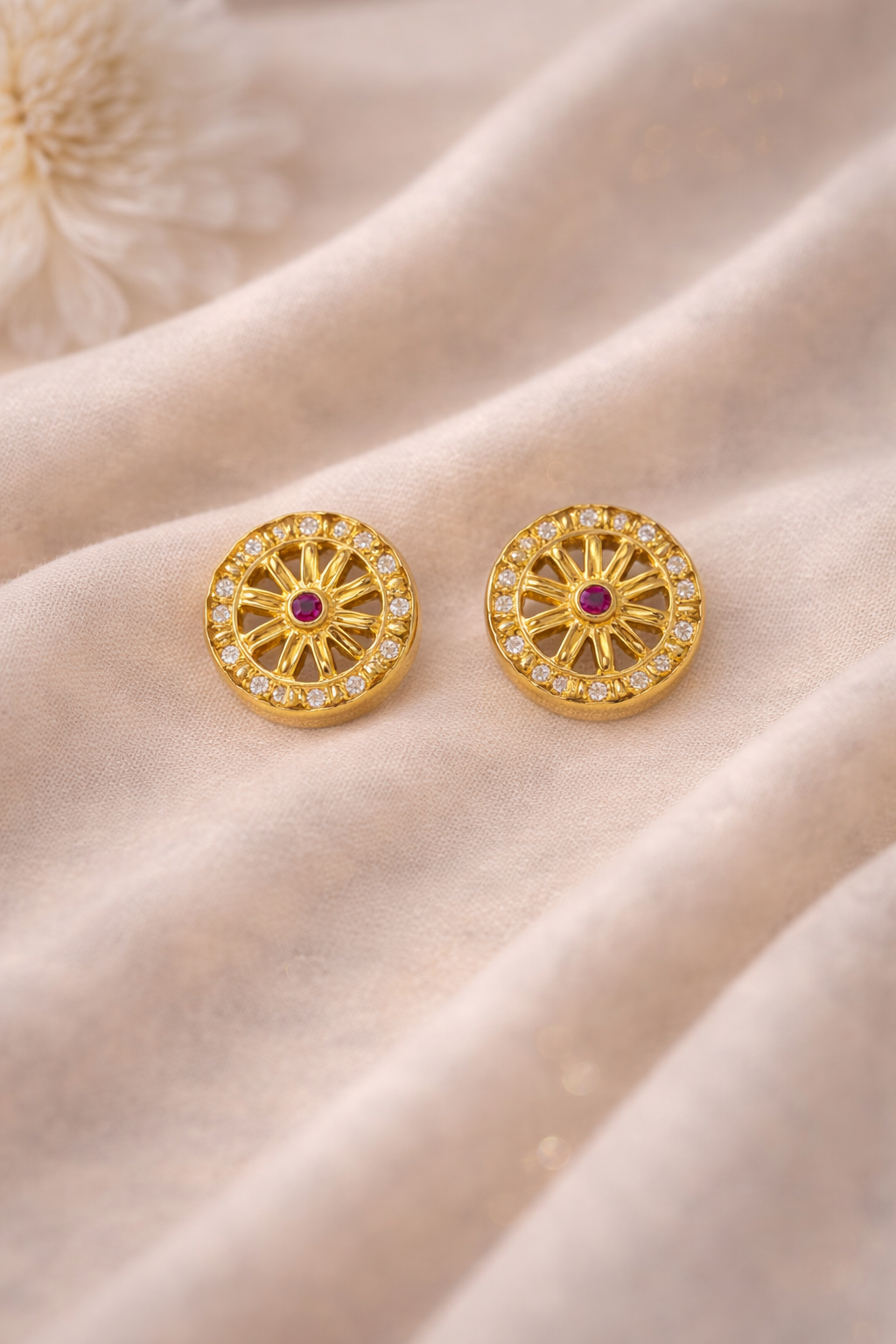 Sparkling Zircon & Ruby Gold Forming Tops – Premium Micro Plated Real Gold Look