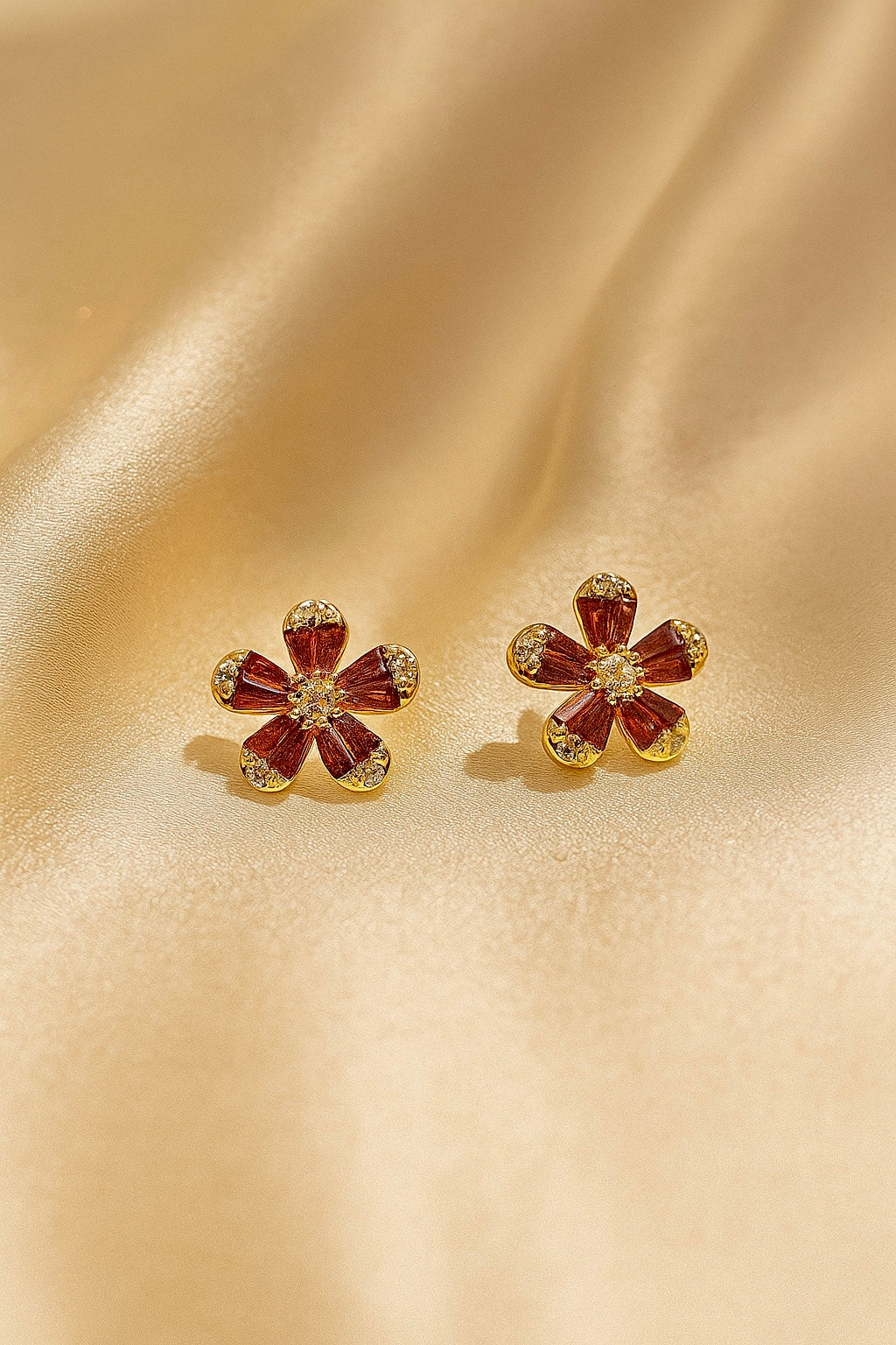 Elegant Floral Pearl Stud Earrings for Women – Gold Plated