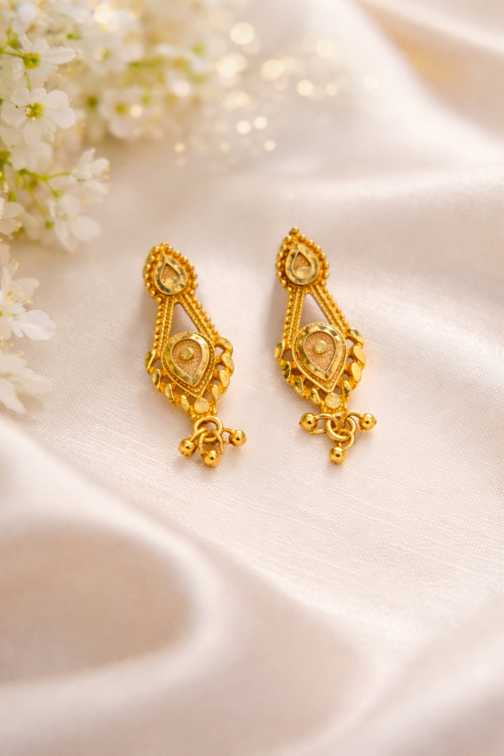 Heritage Style Gold Forming Dangle Earrings – Premium Micro Plated Real Gold Finish