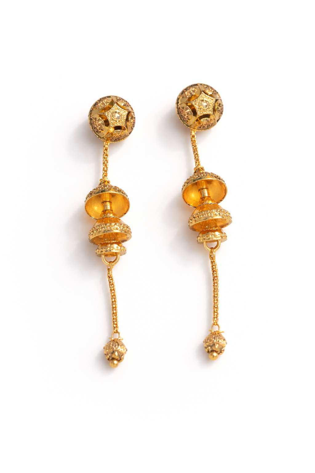 22K Micro Gold Plated Dual-Tier Jhumka Drops – Long-Lasting Gold Forming Jewelry