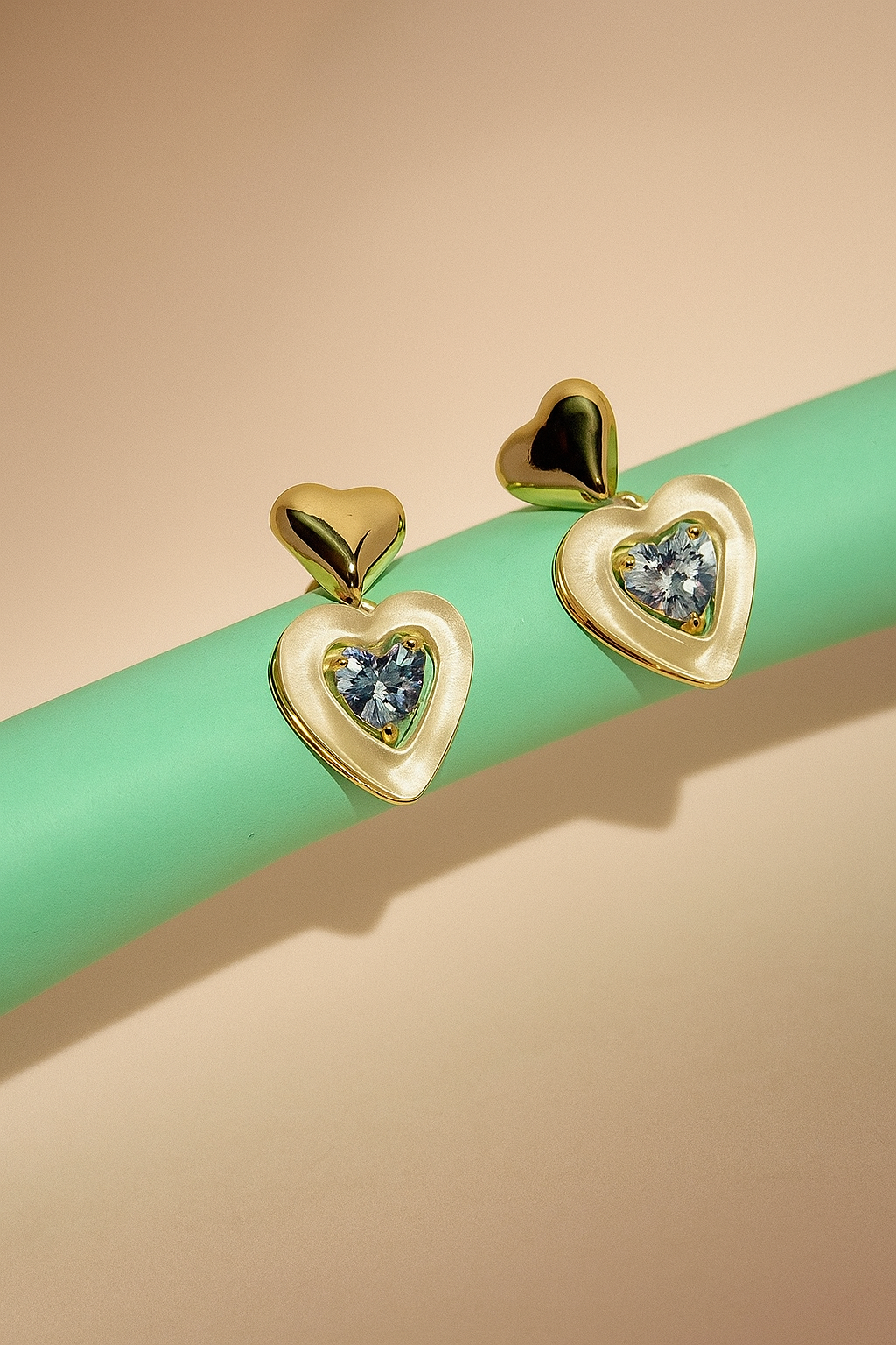 Elegant Heart Crystal Stud Earrings for Women – Gold & Silver