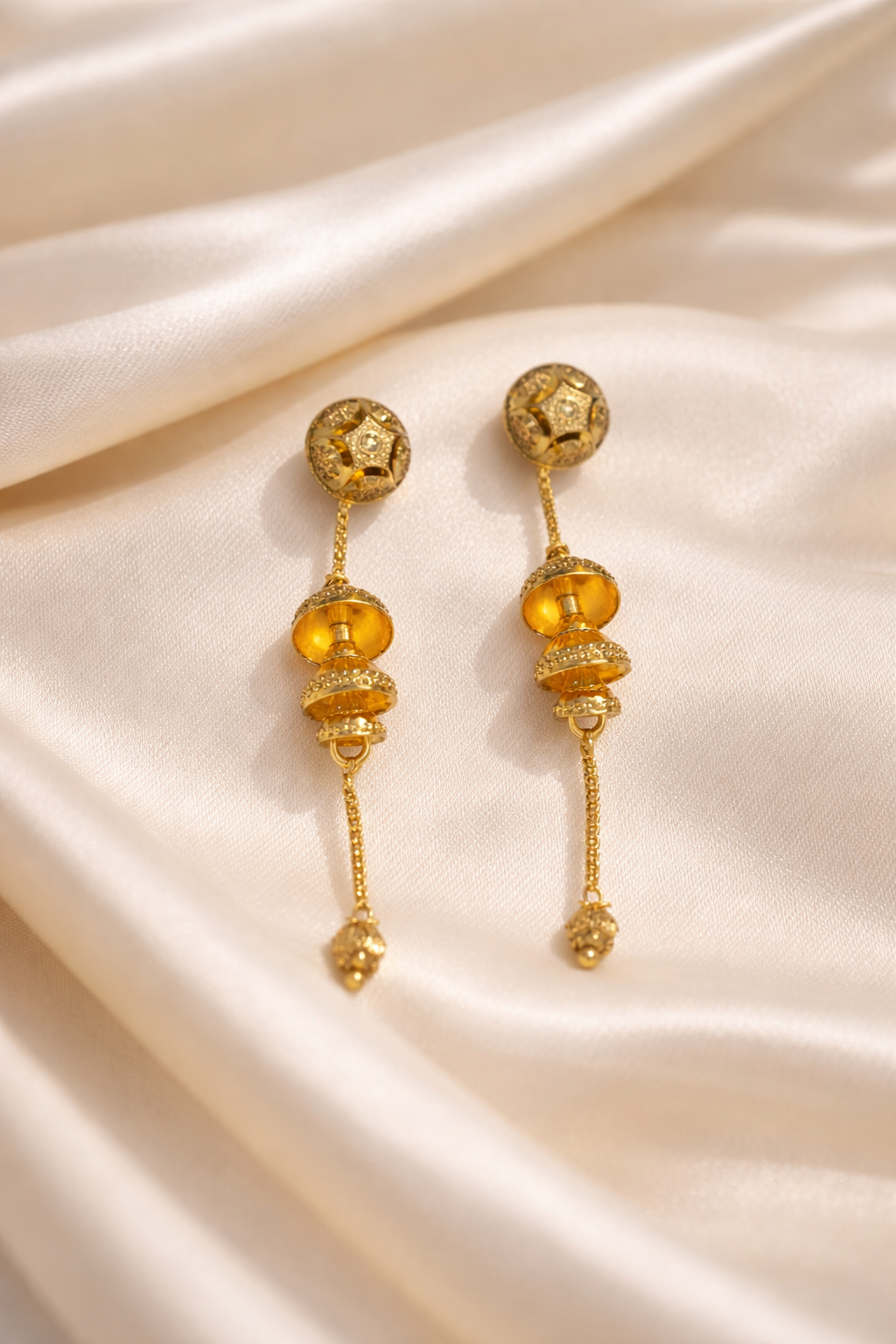 22K Micro Gold Plated Dual-Tier Jhumka Drops – Long-Lasting Gold Forming Jewelry