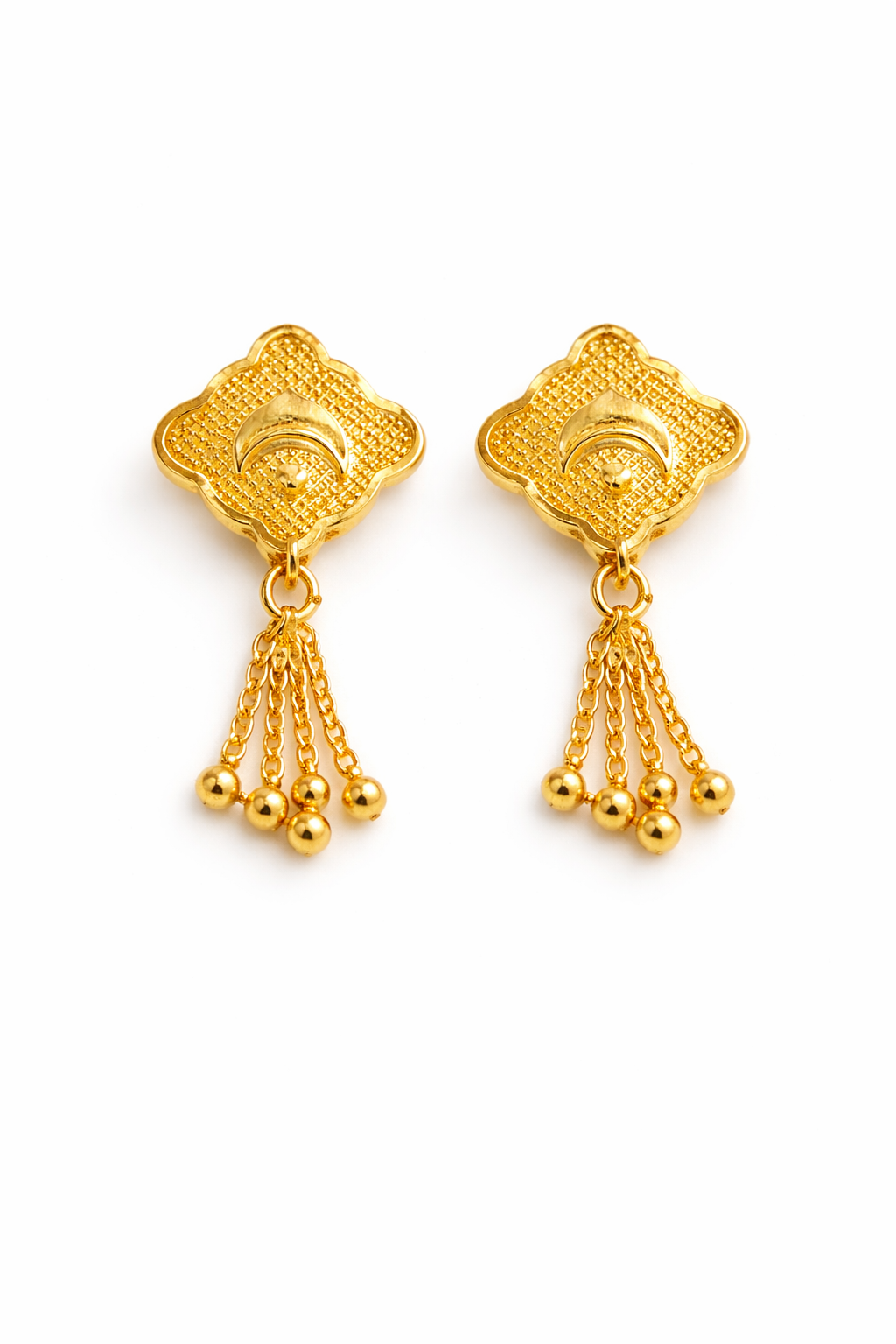 22K Micro Gold Plated Clover Crescent Dangles – Long-Lasting Gold Forming Jewelry
