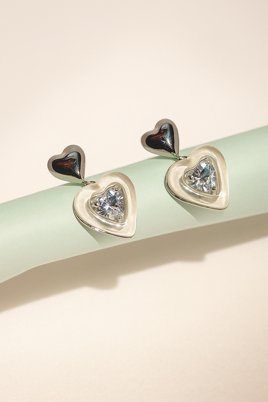 Elegant Heart Crystal Stud Earrings for Women – Gold & Silver