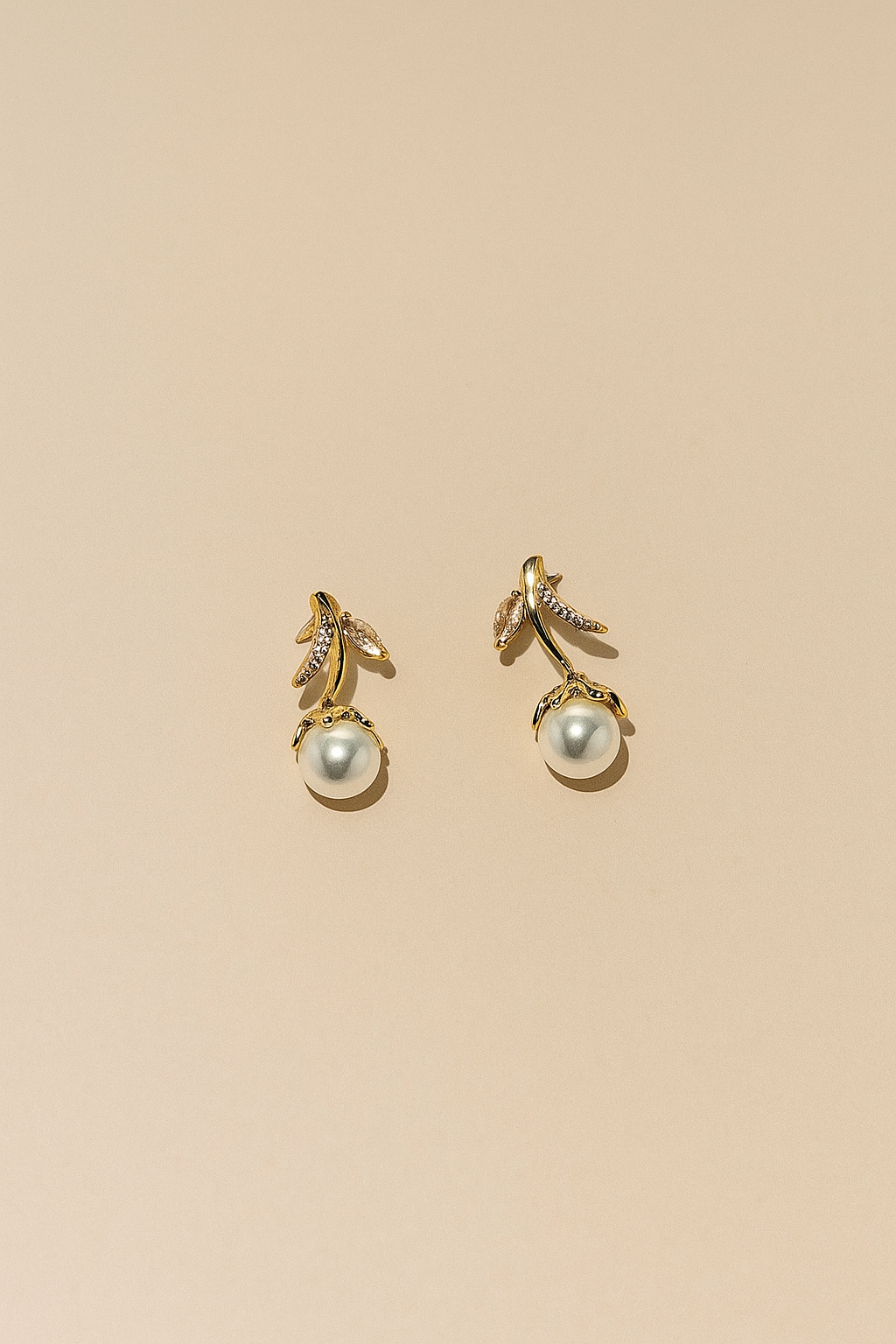 Elegant Gold-Plated Mother of Pearl Earrings with CZ Stones