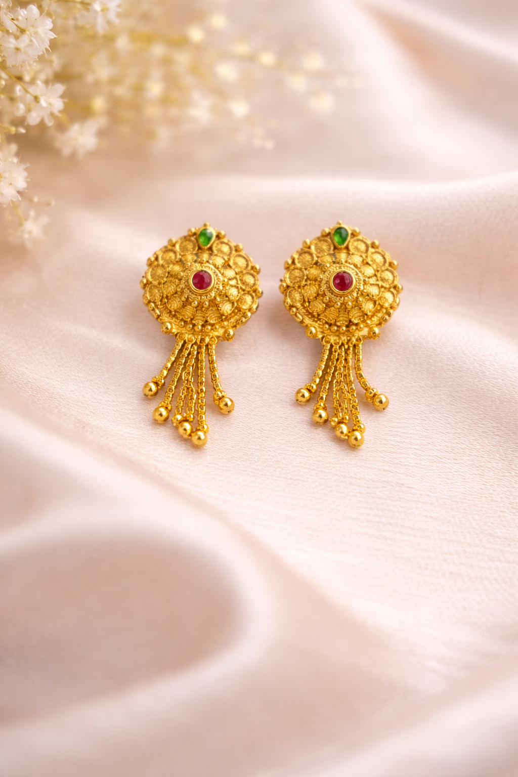 22K Micro Gold Plated Sunburst Tassel Earrings – Long-Lasting Gold Forming Jewelry