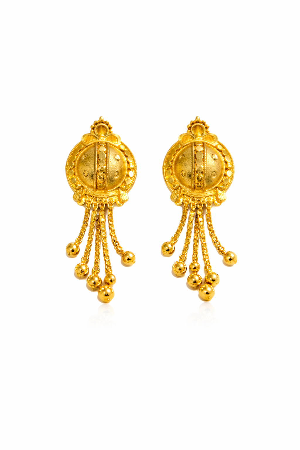 Gold Forming Antique Style Tops – Durable Micro Plated Earrings with Gold Bead Dangles