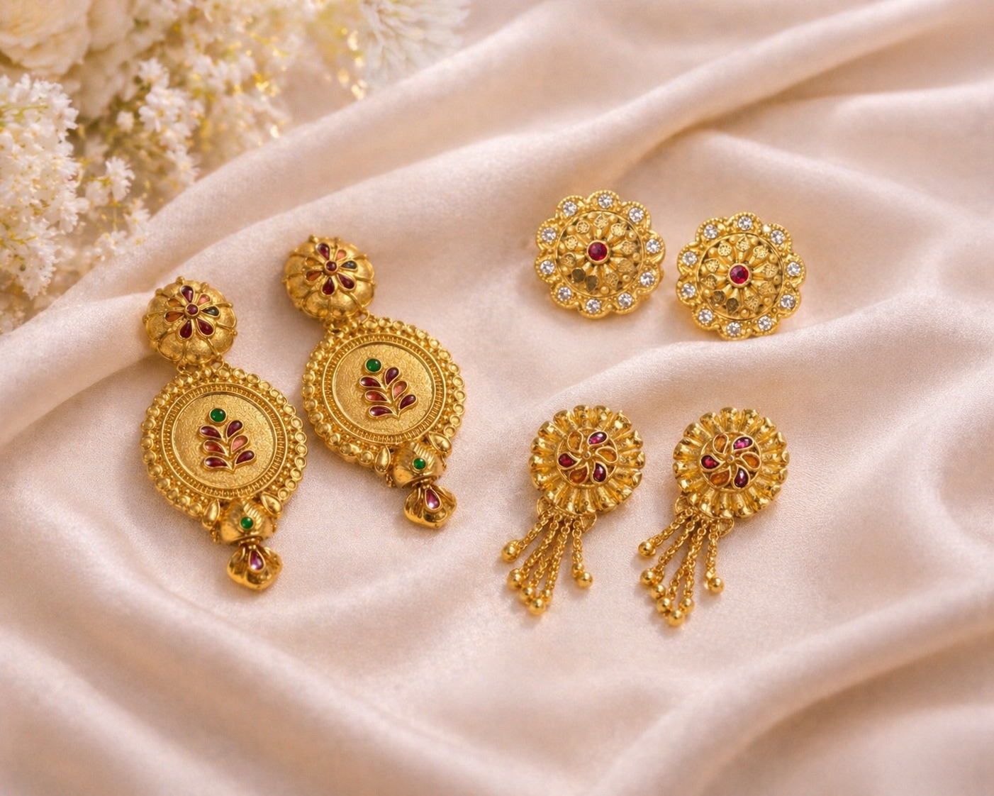 Premium 3 Earrings Combo | 18K Gold Plated with Long-Lasting Micro Polish
