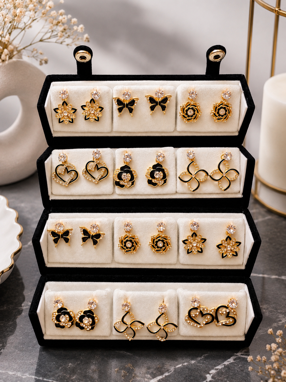 12-in-1 Earrings Box for Women | Gold Plated Designer Earrings Combo Set | Premium Jewellery Gift Box