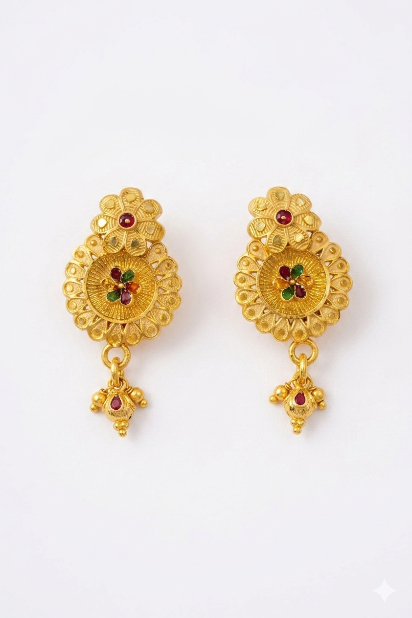 22K Micro Gold Plated Floral Forming Earrings – Long-Lasting Real Gold Look