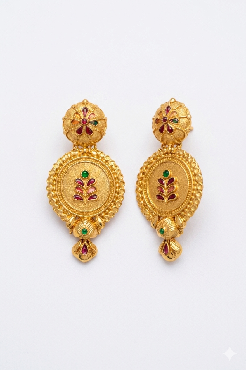 22K Micro Gold Plated Antique Floral Drops – Long-Lasting Gold Forming Jewelry