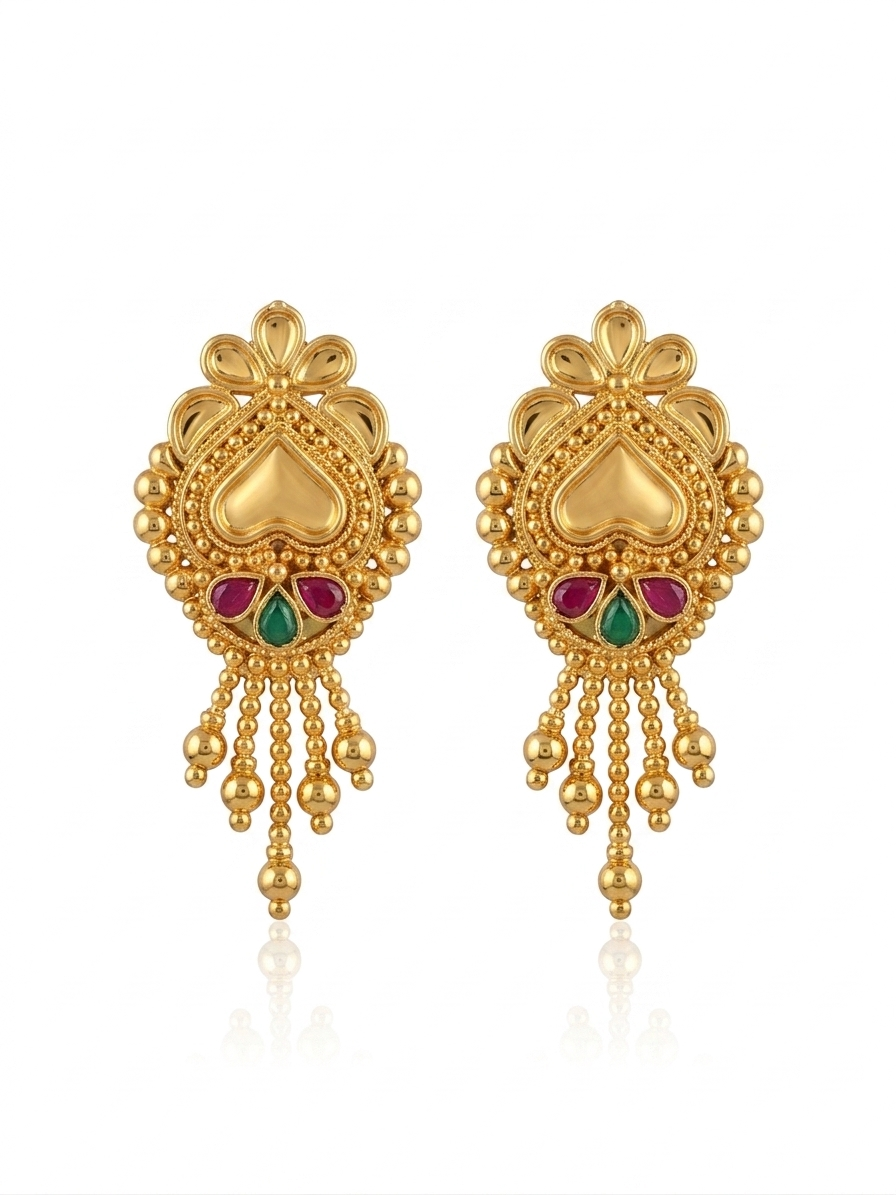 22K Micro Gold Plated Heart-Motif Dangles – Long-Lasting Gold Forming Jewelry