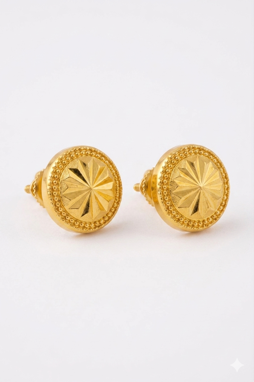 Premium Gold Forming Circular Tops – High-Durability Real Gold Plated Earrings