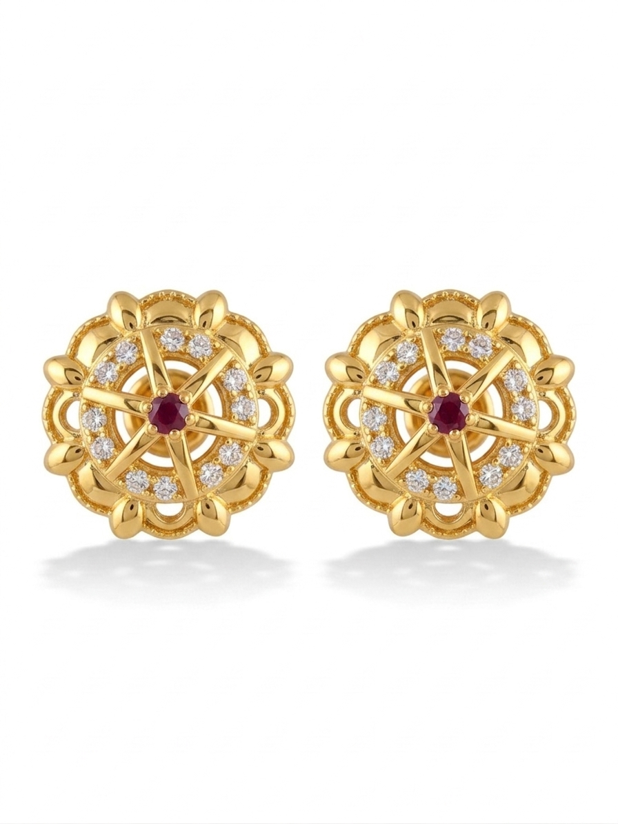22K Micro Gold Plated Sunburst Floral Studs – Durable Gold Forming Jewelry