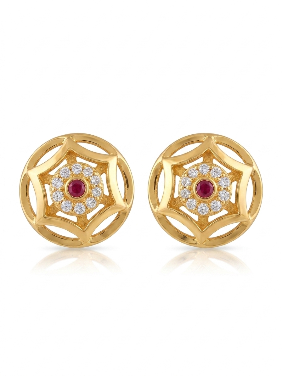 22K Micro Gold Plated Floral Mandala Studs – Long-Lasting Gold Forming Jewelry