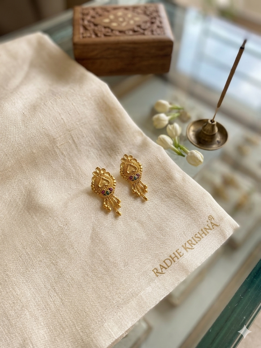 22K Micro Gold Plated Heart-Motif Dangles – Long-Lasting Gold Forming Jewelry