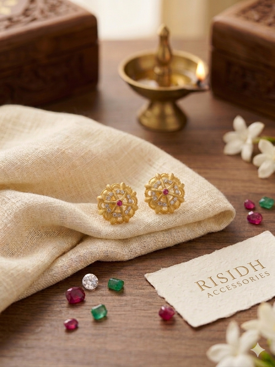 22K Micro Gold Plated Sunburst Floral Studs – Durable Gold Forming Jewelry