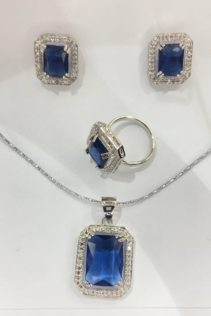 "Blue Gem AD Pendant Set"