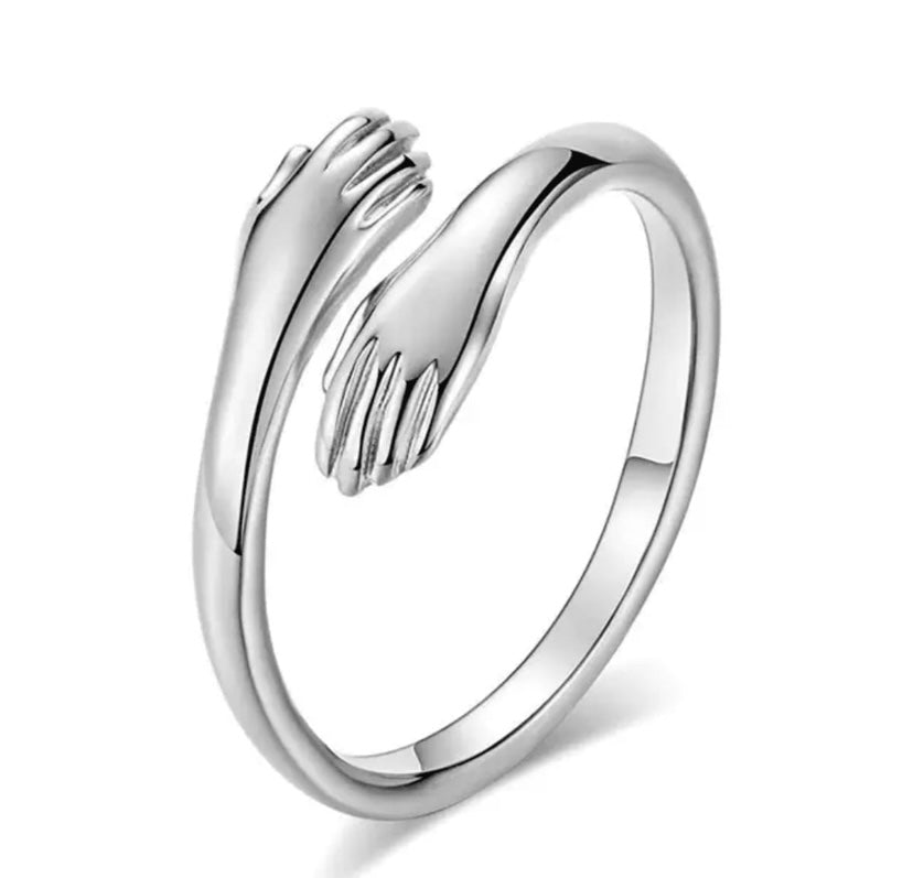 Korean Hug Ring Adjustable Silver – Symbol of Love & Care