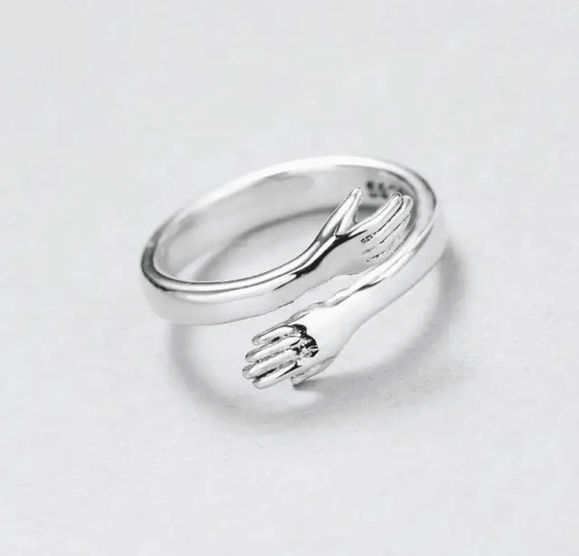 Korean Hug Ring Adjustable Silver – Symbol of Love & Care