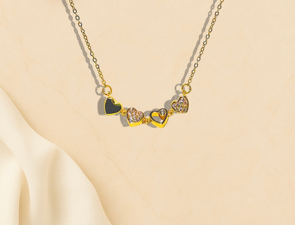 Rose Gold Four-Leaf Flower Pendant Necklace – Crystal Charm