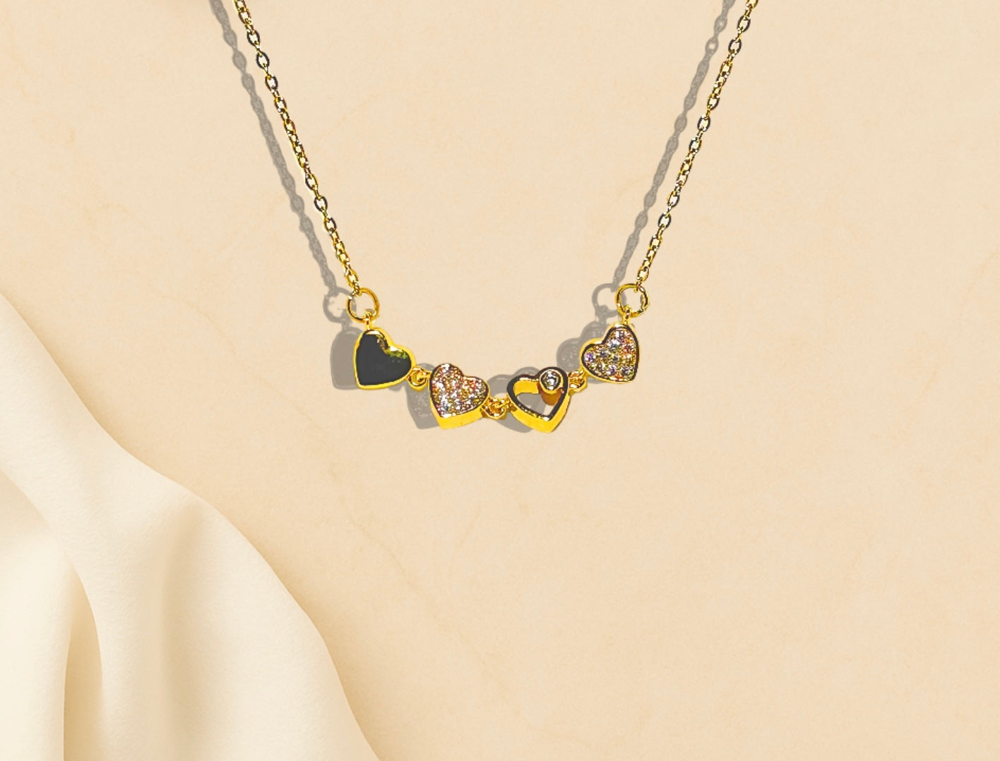 Rose Gold Four-Leaf Flower Pendant Necklace – Crystal Charm