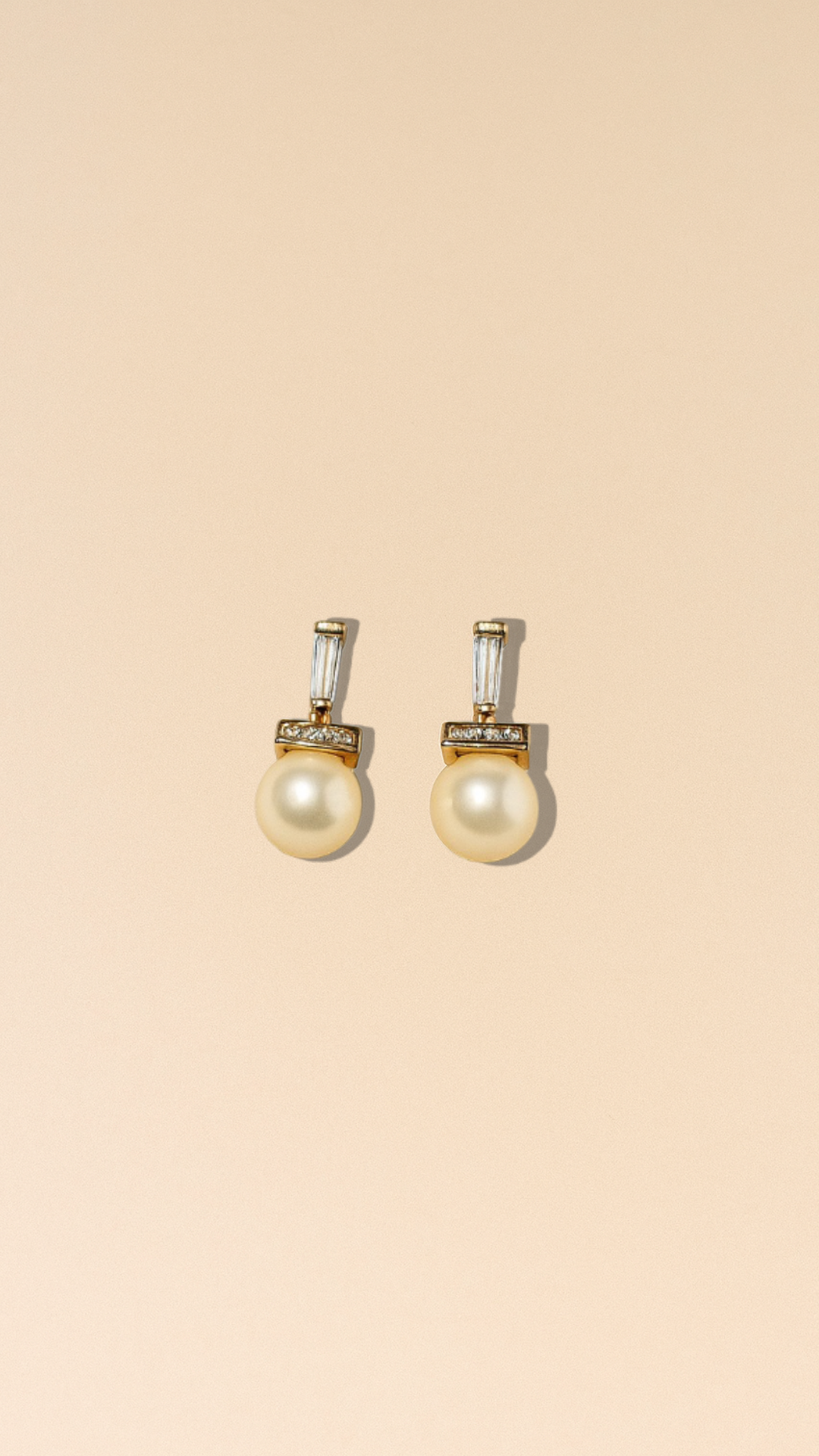 Gold Plated Pearl Drop Earrings with Crystals for Women