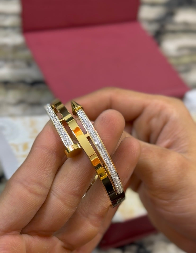 18K Gold Plated Micro Stone Kada for Girls | Trendy Elegant Bracelet with Free Jewellery Gift