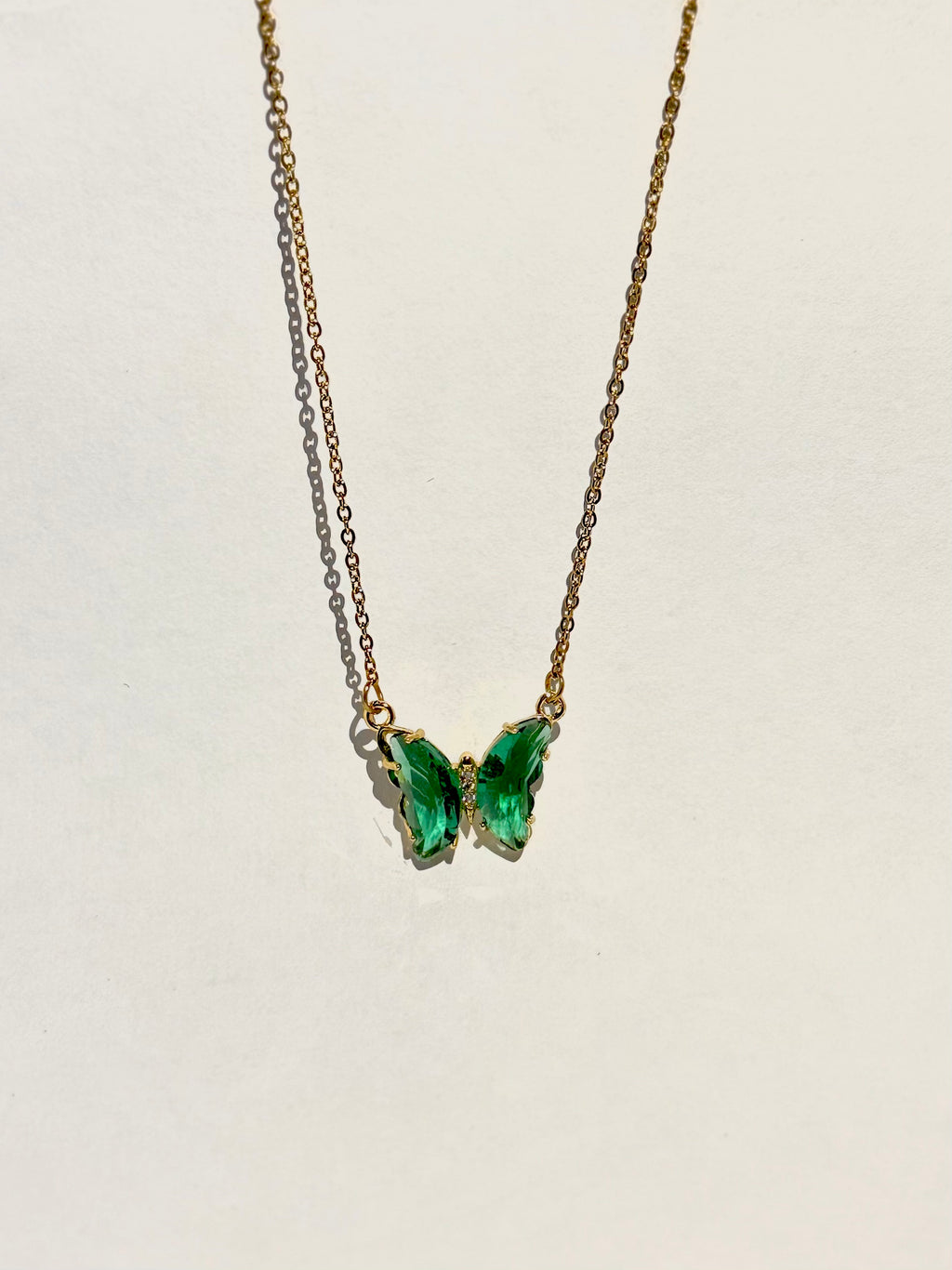 Elegant Butterfly Pendant Necklace – Green, Red, Yellow & Blue