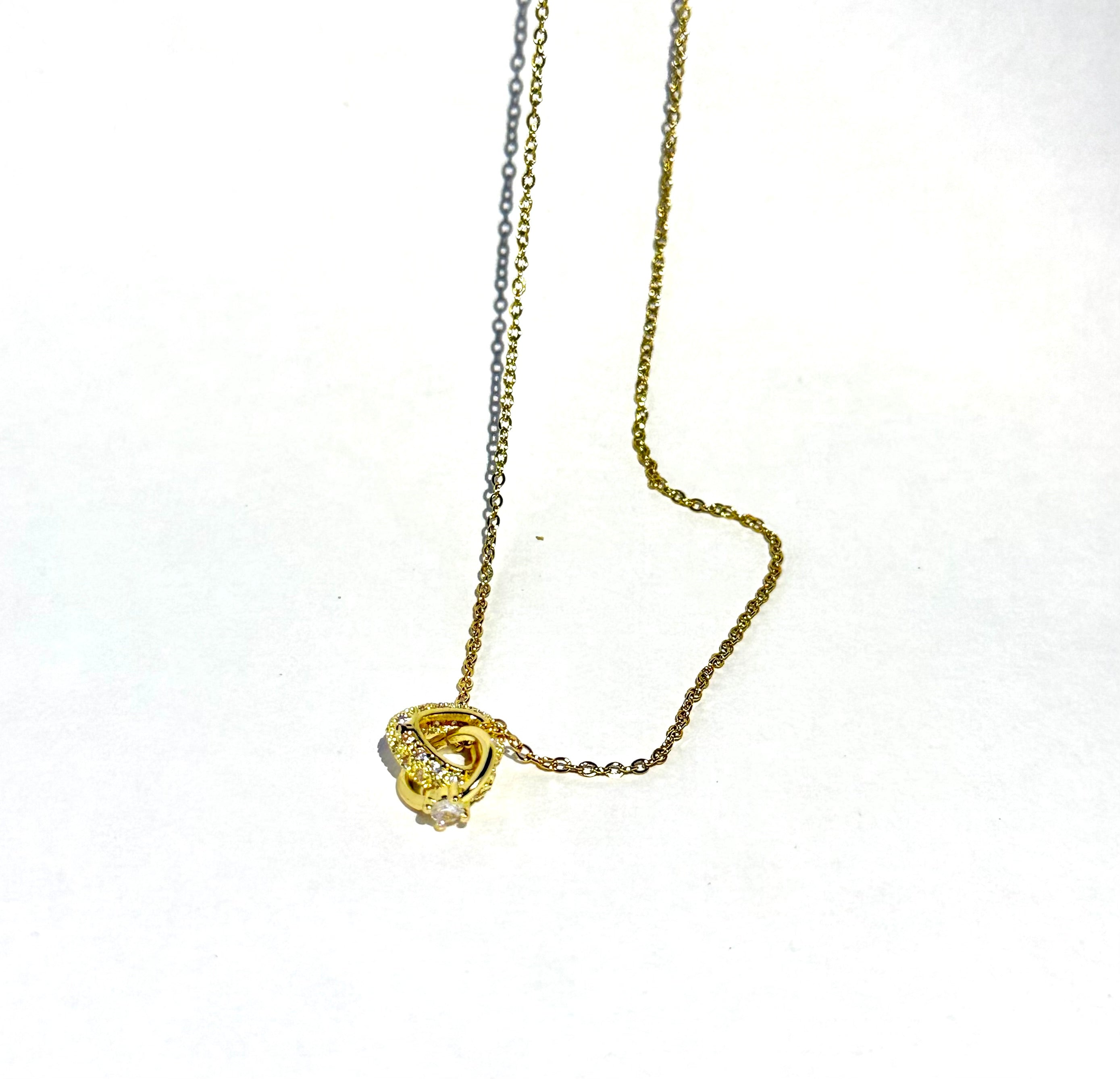 Pearl Accent Double Heart Necklace