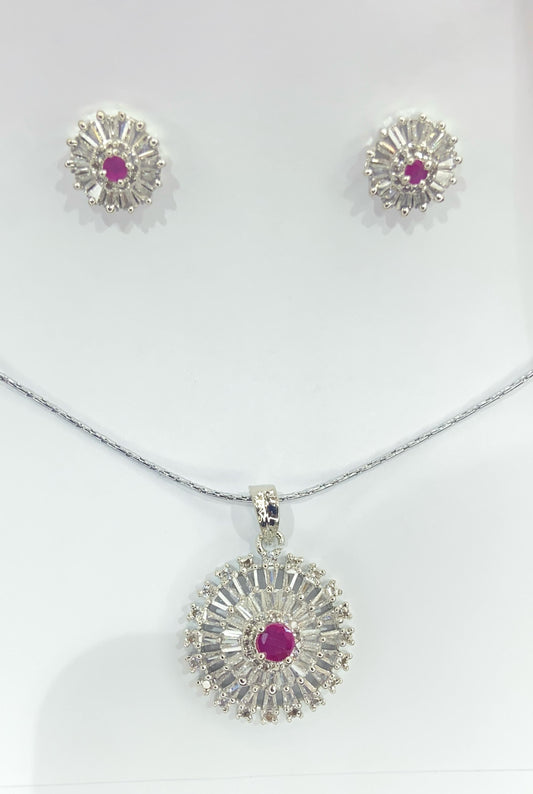 "White and pink Stone Pendant tops Set"