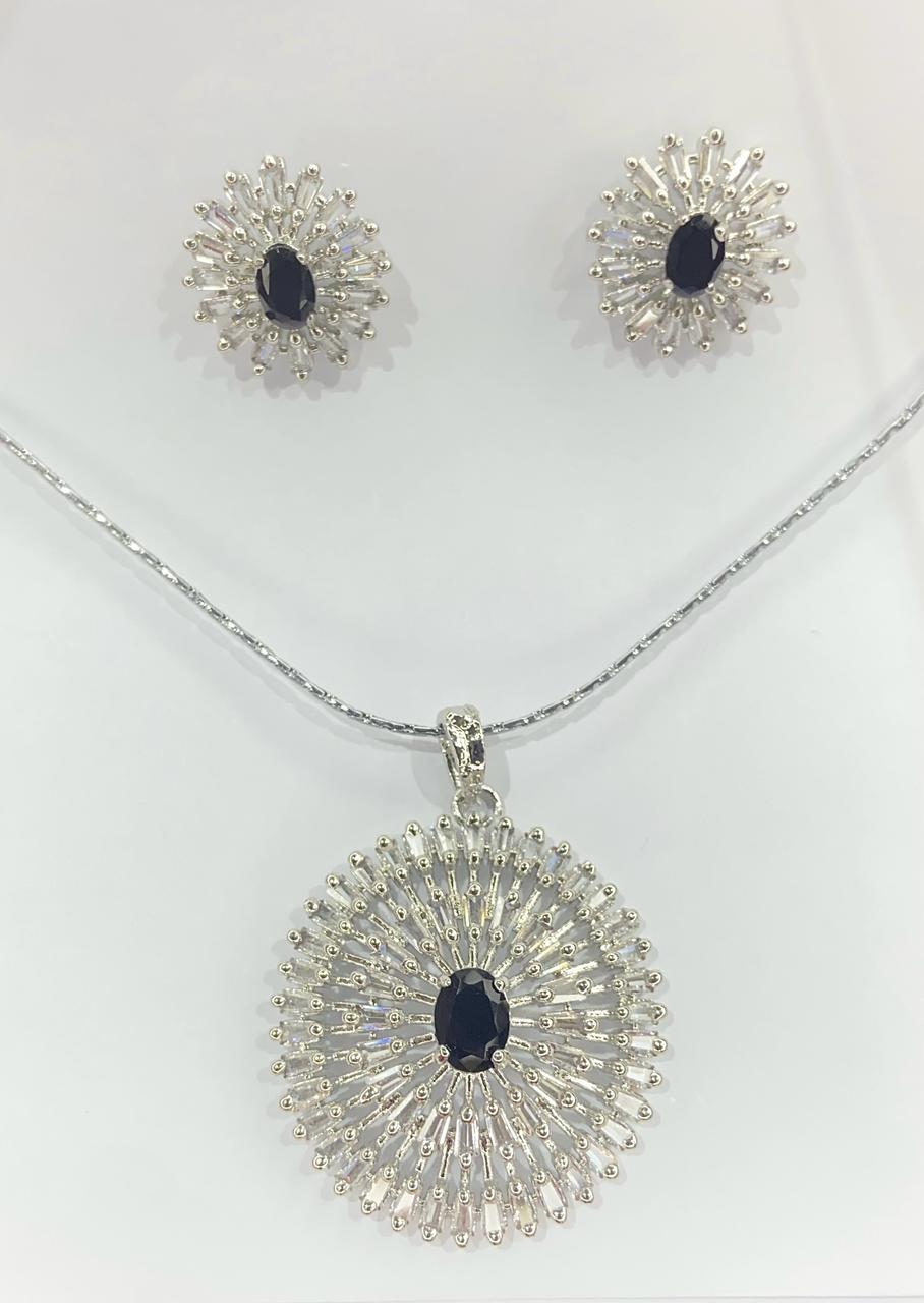 "Black AD Stone Pendant tops Set"