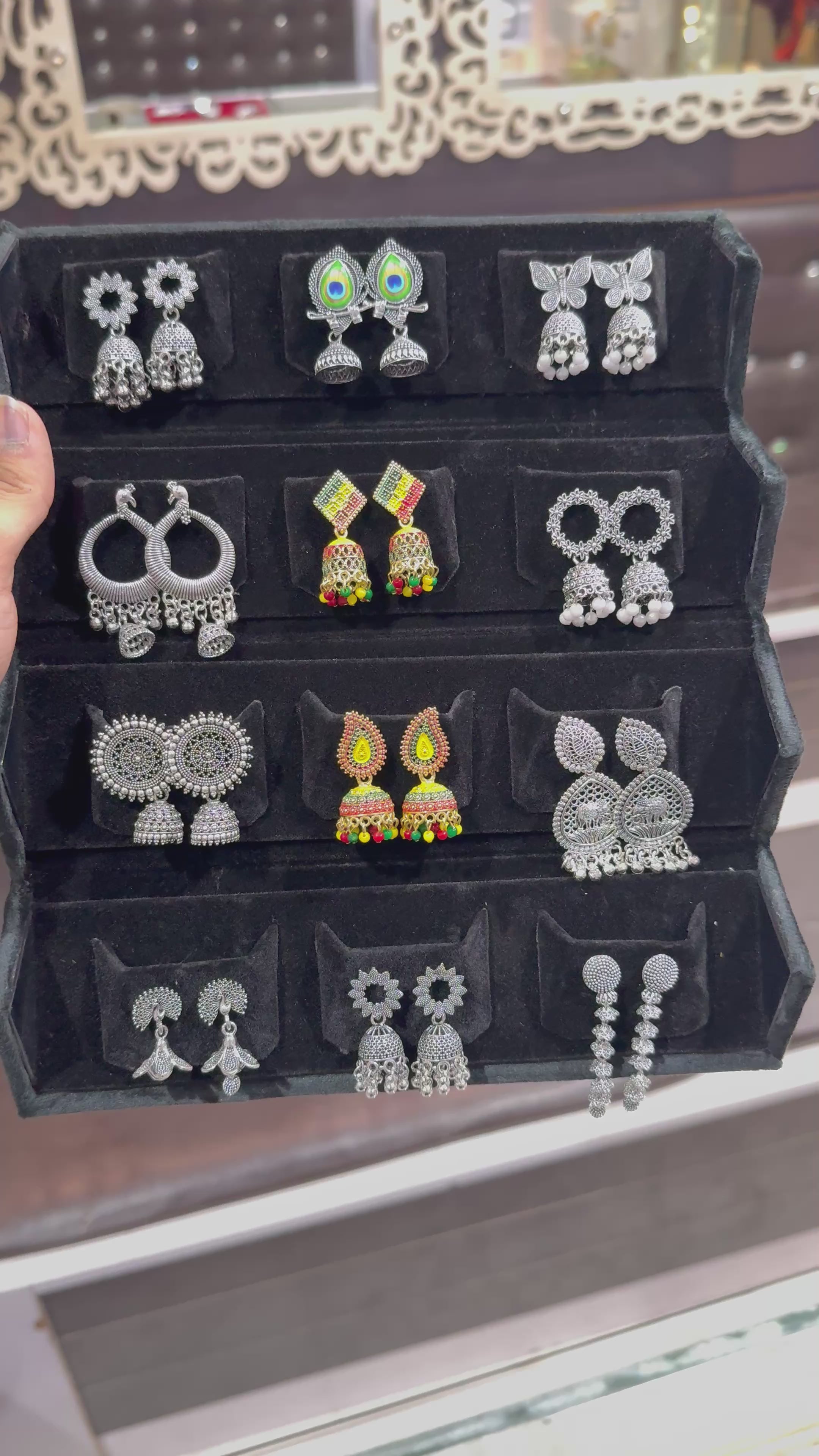 12 Pairs Mixed Style Oxidised Silver Look Earrings Set | Gift for Her | RISIDH Accessories
