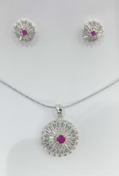 "White and pink Stone Pendant tops Set"