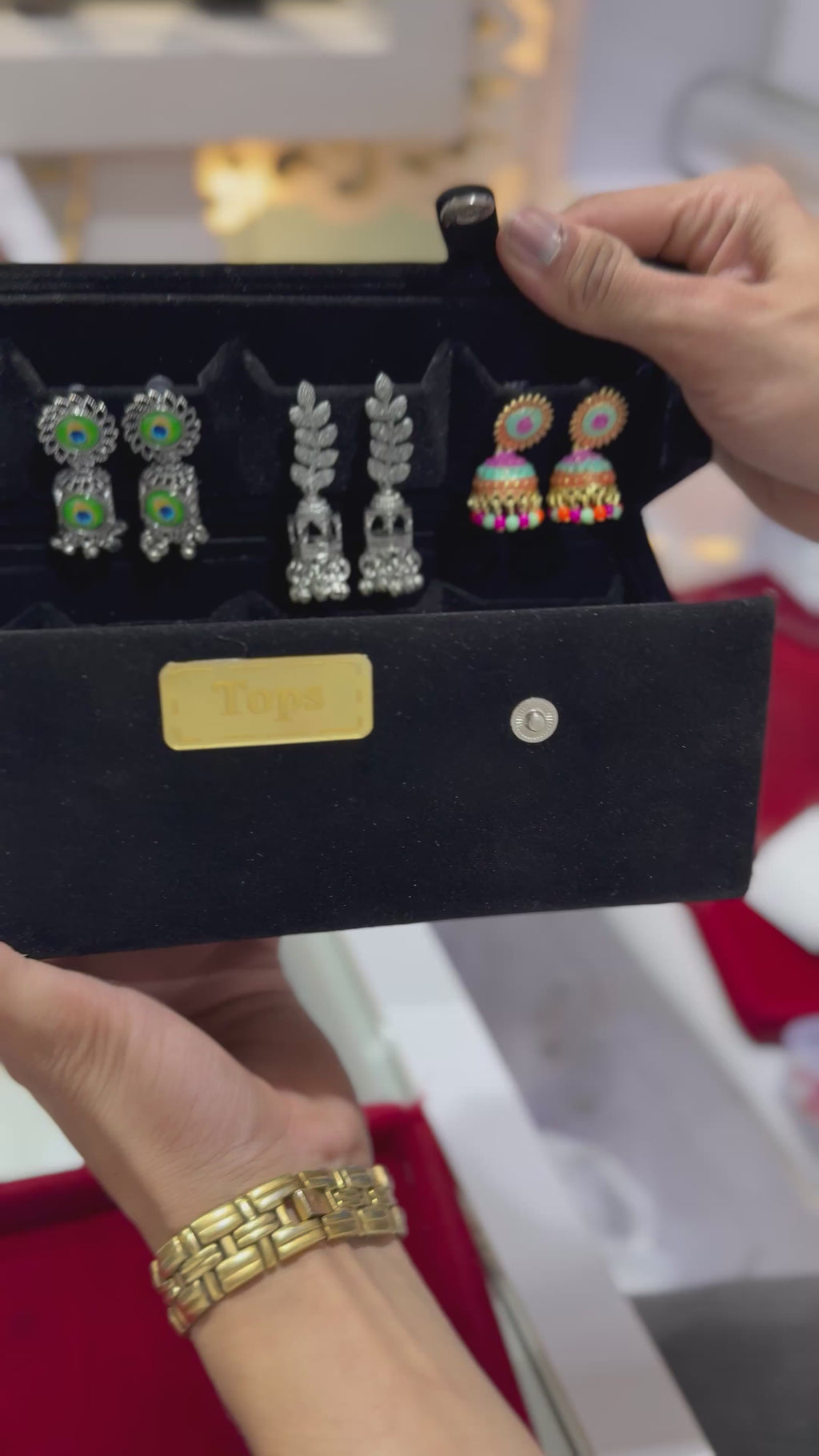 Royal Fusion Combo – 16 Oxidised Jhumka Set + Rose Gold Crystal Heart Necklace