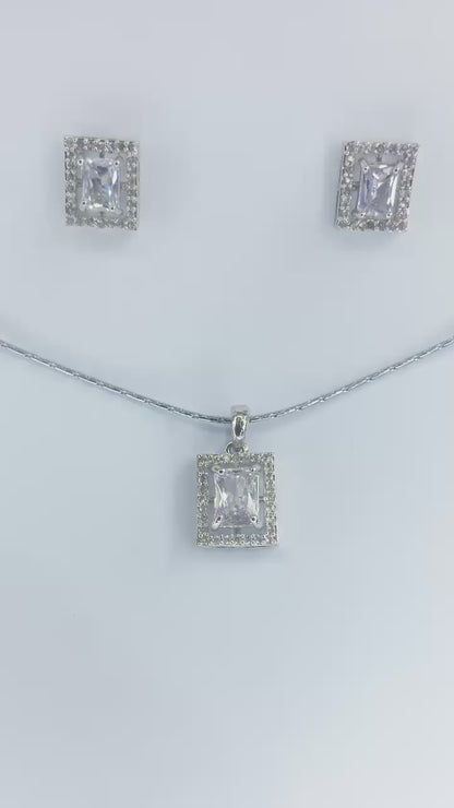 "Pendant tops white square shaped pendant tops chain set"