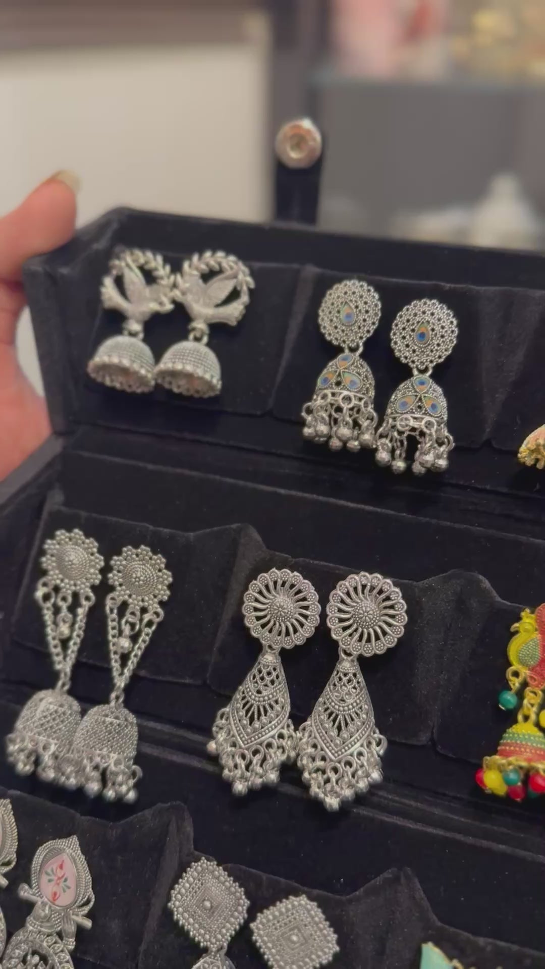 16-in-1 Oxidised Jhumka Earrings Set | Trending Combo Box for Girls & Women