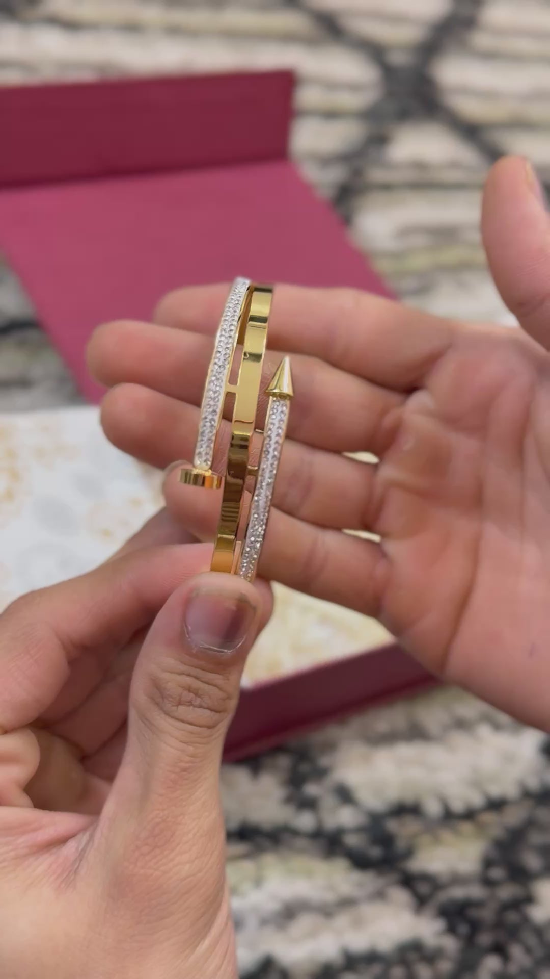 18K Gold Plated Micro Stone Kada for Girls | Trendy Elegant Bracelet with Free Jewellery Gift